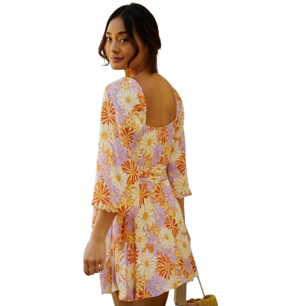 L. Space Mini Dress Medium Rosita Cutout Swimsuit Coverup Wavy Daisy Floral NWOT